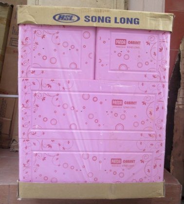 Tủ nhựa Song Long panda 3 tầng màu hồng