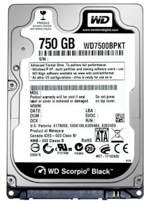 Western Digital 750GB - 7200rpm - 16MB Cache - SATA (WD7500BPKT)