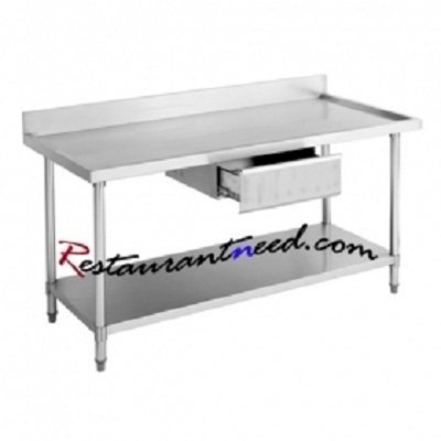 SS304 Work Bench With Drawer & Splash Back-With Under Shelf (Round) TS054-2