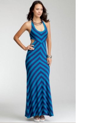 Đầm Maxi kẻ sọc Cutout Gail màu xanh/đen S WBEM06300000S 