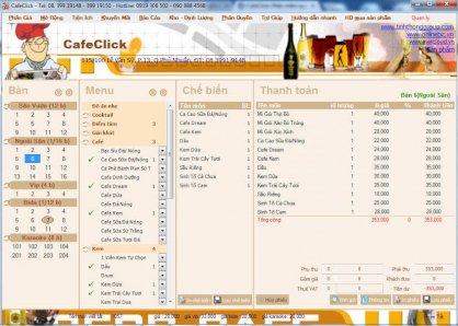 Cafe Click - Phần mềm quản lý quán cafe