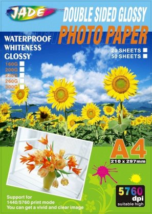 Jade Photo Paper Double side Glossy photo paper A4 5760dpi 140g 50 Sheets