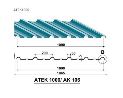 Tấm lợp truyền thống Austnam ATEK 1000 dày 0.53 ASTM A792