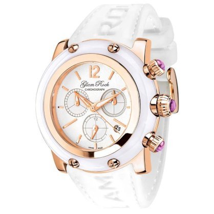 Glam Rock Women's GR10195 Miami Collection Chronograph White Silicone Watch