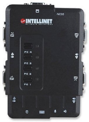 INTELLINET IN157032 4-Port Compact KVM Switch USB, with Cables and Audio Support