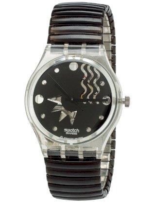 Swatch watch black and clear Flake GK165 flex band 