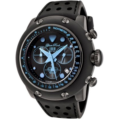 Glam Rock Men's GR90106 Racetrack Collection Chronograph Black Silicone Watch