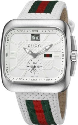 Gucci Men's Gucci Coupé White Leather Strap Watch YA131303 