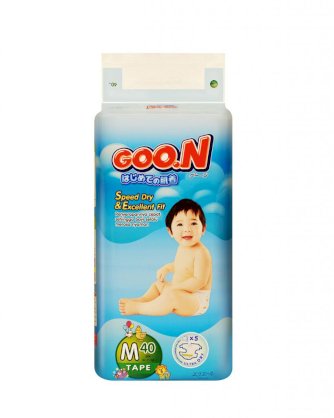 S2192 - Bỉm Goon M40 miếng, loại dán, cho bé từ 6-11kg - Tã giấy Goo.N (Gun) Thái Lan 