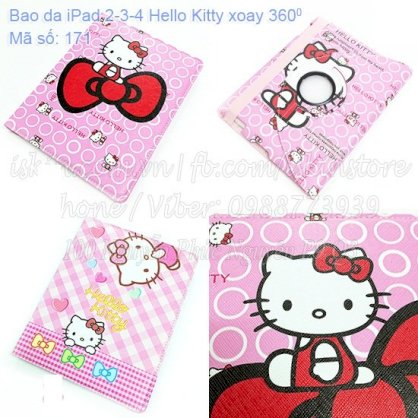 Bao da iPad 2/3/4 Hello Kitty xoay MS171