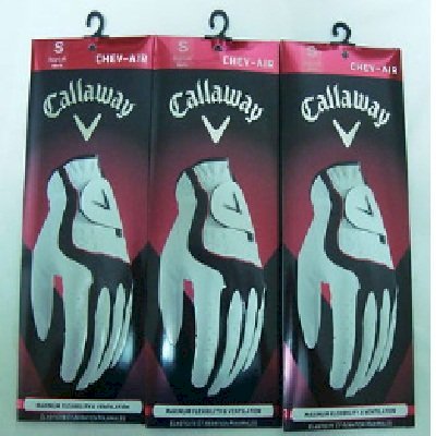 New 3 Pack Callaway Chev-Air Golf Glove Size Regular Small Worn on left hand