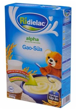 Bột ngũ cốc RiDielac, Gạo, Sữa, 6-24 tháng, hộp giấy 200g / Vinamilk