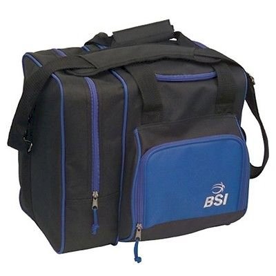 BSI Deluxe Single Bowling Bag Black Royal Blue 1 Ball Tote Bag