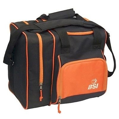 BSI Deluxe Single Bowling Bag Black Orange 1 Ball Tote Bag