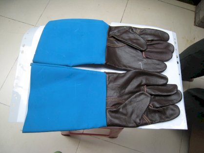 Găng tay da dài nâu xanh TA024