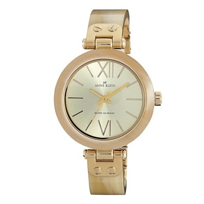 Đồng hồ AK Anne Klein Women's 109652CHHN Gold-Tone Horn Plastic Bezel and Bangle Bracelet Watch