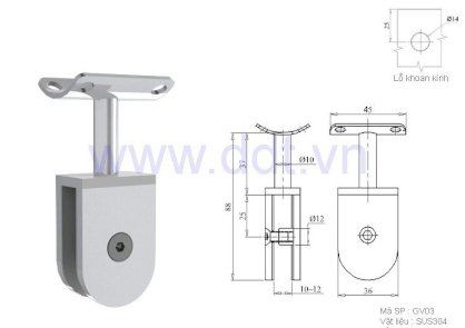 Kẹp kính tay vịn thẳng cố định - GV03