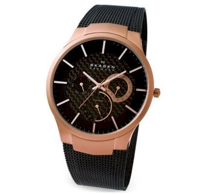 Skagen Men's 809XLTRB Titanium Collection Multifunction Black Mesh Titanium Watch