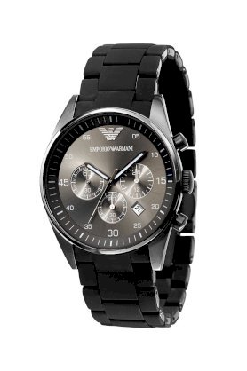 Đồng hồ Emporio Armani Watch, Men's Chronograph Black Polyurethane-Wrapped Stainless Steel Bracelet AR5889