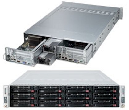 Server Supermicro SuperServer 6027TR-H71QRF 2U Twin Rackmount Server Barebone (Four Nodes) Dual LGA 2011 (Per Node) Intel C602 DDR3 1866/1600/1333/1066/800