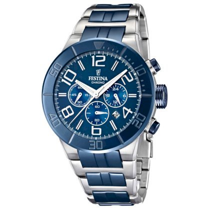 Festina Men's Ceramic F16576/3 Two-Tone Ceramic Quartz Watch with Blue Dial