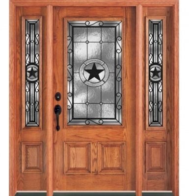 Cửa chính gỗ Sồi Mỹ (Oak Wood Door) 3 cánh MS 014