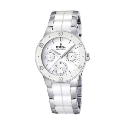 Festina Women's Stainless Steel White Dial Day Date Bracelet Watch F165301