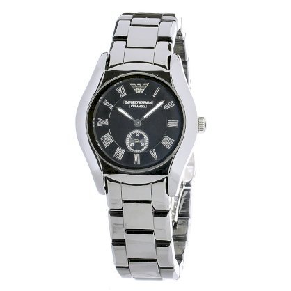 Emporio Armani Women's AR1402 Black Ceramic Case & Bracelet Black Dial Watch