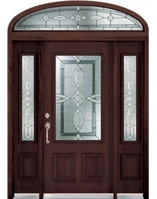 Cửa chính gỗ Óc Chó (Walnut Wood Door) 3 cánh MS 008