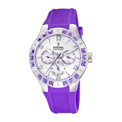 Festina Women's Dream F16559/5 Purple Polyurethane Quartz Watch with Silver Dial