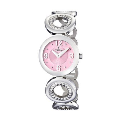 Festina Women's Dame F16546/2 Silver Stainless-Steel Quartz Watch with Pink Dial