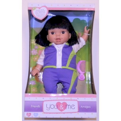 You & Me Friends 14 inch Doll - Asian Girl - Black Hair with Purple Track Suit