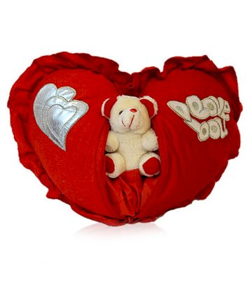 Tokenz Embossed Teddy Heart Shape Soft Toy - 28 cm