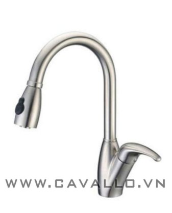 Vòi chậu rửa nóng lạnh rút dây Cavallo CA032 (Inox 304)