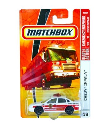 Matchbox 2009 Fire Rescue Chevy Impala 58 Emergency Response 1:64 Scale