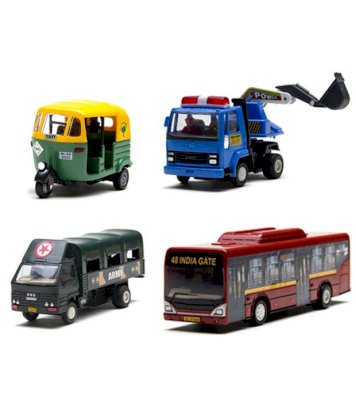 Centy Tuk Tuk Auto, Excavator Ashok Leyland, Lower Floor Bus & Army Truck DCM - Combo 5