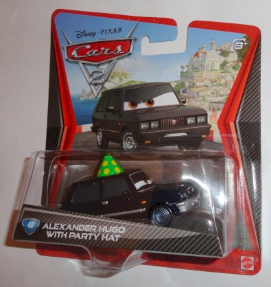 Disney Pixar Cars Exclusive 1:55 Diecast Alexander Hugo with Party Hat By Mattel