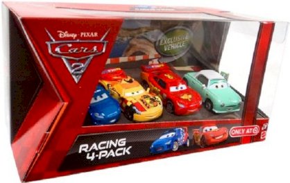 Disney / Pixar Cars 2 Movie Exclusive Die Cast Car Racing 4Pack Lightning McQueen, Raoul Caroule, Miguel Camino Denise Beam