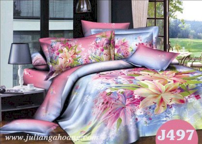 Bộ drap trải cotton satin hoa Julia J497