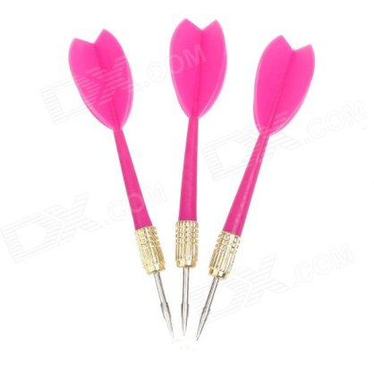 Sharp Copper-Plated Iron Plastic Darts for Dart Game - Deep Pink (3 PCS)