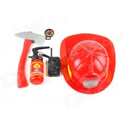 Fireman Cosplay Play House Toys Set - Red + Black