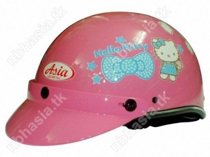 Mũ bảo hiểm ASIA - 105 Hồng - Tem Hello Kitty 3