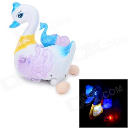 Novelty Electronic Laying Eggs Swan w/ Light / Sound - White + Blue (3 x AA)