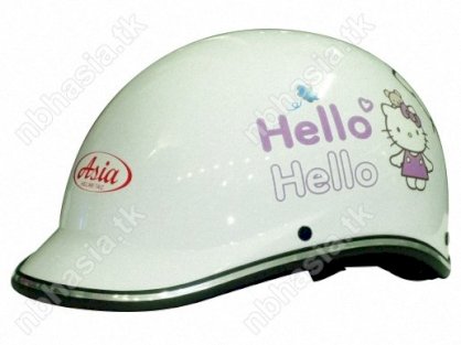 Mũ bảo hiểm ASIA - 101 Trắng - Tem Hello Kitty 1