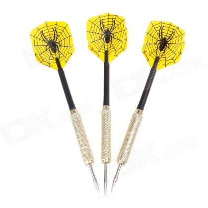 Spider Dartboard Pattern Sharp Knurled Copper-Plated Iron Darts for Dart Game (3 PCS)