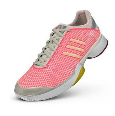 Adidas Womens Stella McCartney Barricade 8 Tennis Shoes- Pink / White 