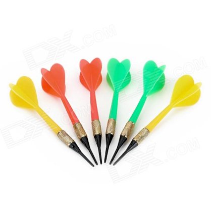Sharp Copper-Plated Iron Plastic Darts for Dart Game - Green + Yellow + Red