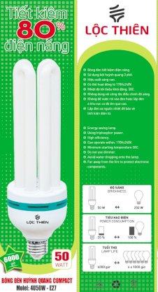 Bóng đèn huỳnh quang compact Lộc Thiên 4U50W-E27