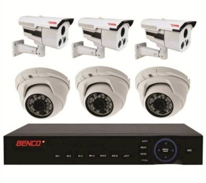 Lắp trọn bộ 6 camera quan sát (Benco BEN- 6220K + BEN- 6024 + Đầu ghi hình BEN- 8008E)