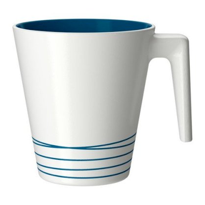 Cốc sứ HURRIG /  Mug, white, turquoise - IKEA, THỤY ĐIỂN